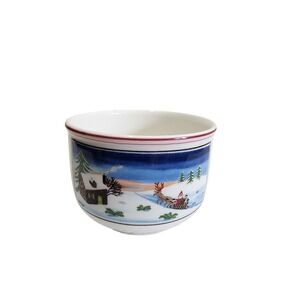 Villeroy & Boch Naif Christmas Sugar Bowl NO LID Village Snow Scene  Porcelain